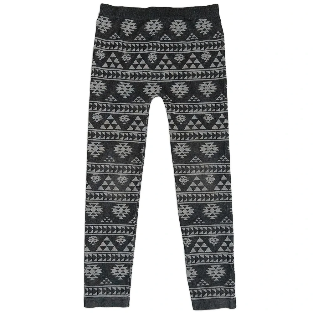 Faded Glory Southwestern‎ Leggings Girls One Size 7-16 Boho Western Black Gray